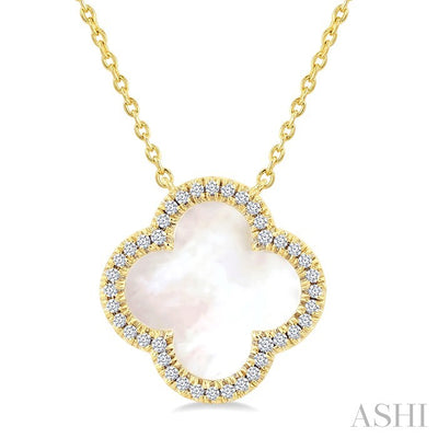 Clover Mother Of Pearl & Halo Diamond Pendant