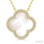 Clover Mother Of Pearl & Halo Diamond Pendant