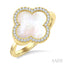 Clover Mother Of Pearl & Halo Diamond Ring