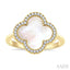 Clover Mother Of Pearl & Halo Diamond Ring