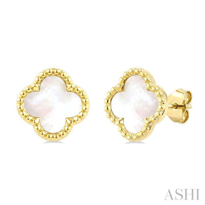 Bead Clover Mother Of Pearl Earrings