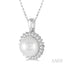 Pearl & Halo Diamond Pendant