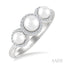 Round Shape Past Present & Future Pearl & Halo Diamond Ring