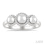 Round Shape Past Present & Future Pearl & Halo Diamond Ring