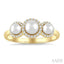 Round Shape Past Present & Future Pearl & Halo Diamond Ring