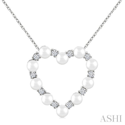 Heart Shape Pearl & Diamond Pendant