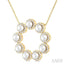 Circle Pearl & Halo Diamond Pendant