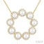 Circle Pearl & Halo Diamond Pendant