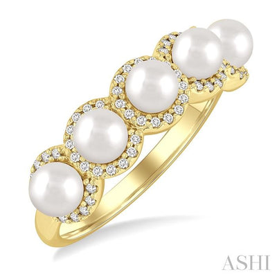 Pearl & Halo Diamond Ring