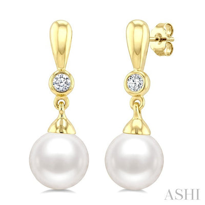 Pearl & Diamond Drop Earrings