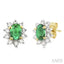 Oval Shape Gemstone & Halo Diamond Earrings