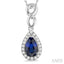 Pear Shape Gemstone & Halo Diamond Pendant