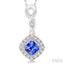 Cushion Shape Gemstone & Halo Diamond Pendant