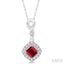Cushion Shape Gemstone & Halo Diamond Pendant