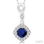 Cushion Shape Gemstone & Halo Diamond Pendant