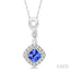 Cushion Shape Gemstone & Halo Diamond Pendant