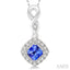Cushion Shape Gemstone & Halo Diamond Pendant