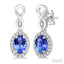 Oval Shape Gemstone & Halo Diamond Earrings
