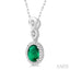 Oval Shape Gemstone & Halo Diamond Pendant