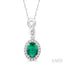 Oval Shape Gemstone & Halo Diamond Pendant