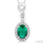 Oval Shape Gemstone & Halo Diamond Pendant