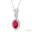 Oval Shape Gemstone & Halo Diamond Pendant