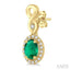 Oval Shape Gemstone & Halo Diamond Earrings