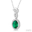 Oval Shape Gemstone & Halo Diamond Pendant