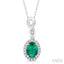 Oval Shape Gemstone & Halo Diamond Pendant