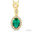 Oval Shape Gemstone & Halo Diamond Pendant