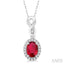 Oval Shape Gemstone & Halo Diamond Pendant