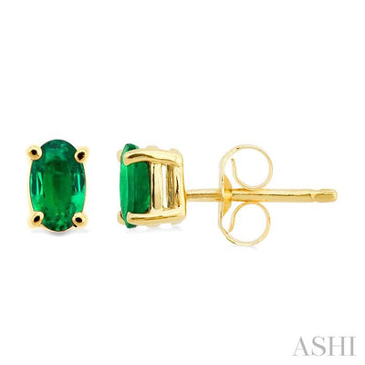 Oval Shape Gemstone Stud Earrings