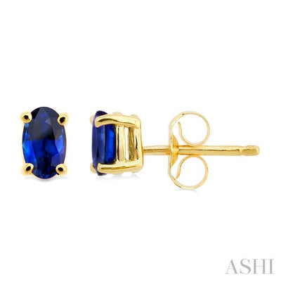 Oval Shape Gemstone Stud Earrings