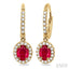 Oval Shape Gemstone & Halo Diamond Earrings