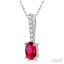 Oval Shape Gemstone & Diamond Pendant