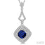 Cushion Shape Gemstone & Halo Diamond Pendant