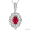 Oval Shape Gemstone & Diamond Pendant
