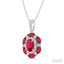 Oval Shape Gemstone & Halo Diamond Pendant