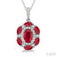 Oval Shape Gemstone & Halo Diamond Pendant