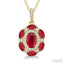 Oval Shape Gemstone & Halo Diamond Pendant