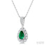 Pear Shape Gemstone & Halo Diamond Pendant