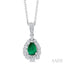 Pear Shape Gemstone & Halo Diamond Pendant