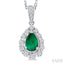 Pear Shape Gemstone & Halo Diamond Pendant