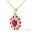 Oval Shape Gemstone & Halo Diamond Pendant