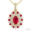 Oval Shape Gemstone & Halo Diamond Pendant