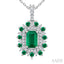 Emerald Shape Gemstone & Halo Diamond Pendant
