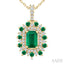 Emerald Shape Gemstone & Halo Diamond Pendant