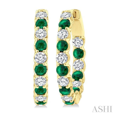 Inside-Out Alternate Gemstone & Diamond Hoop Earrings