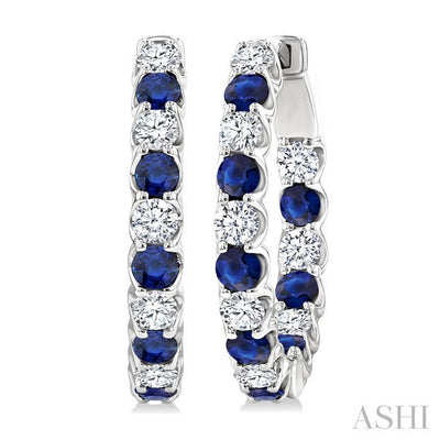 Inside-Out Alternate Gemstone & Diamond Hoop Earrings