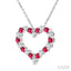 Heart Shape Alternate Gemstone & Diamond Fashion Pendant